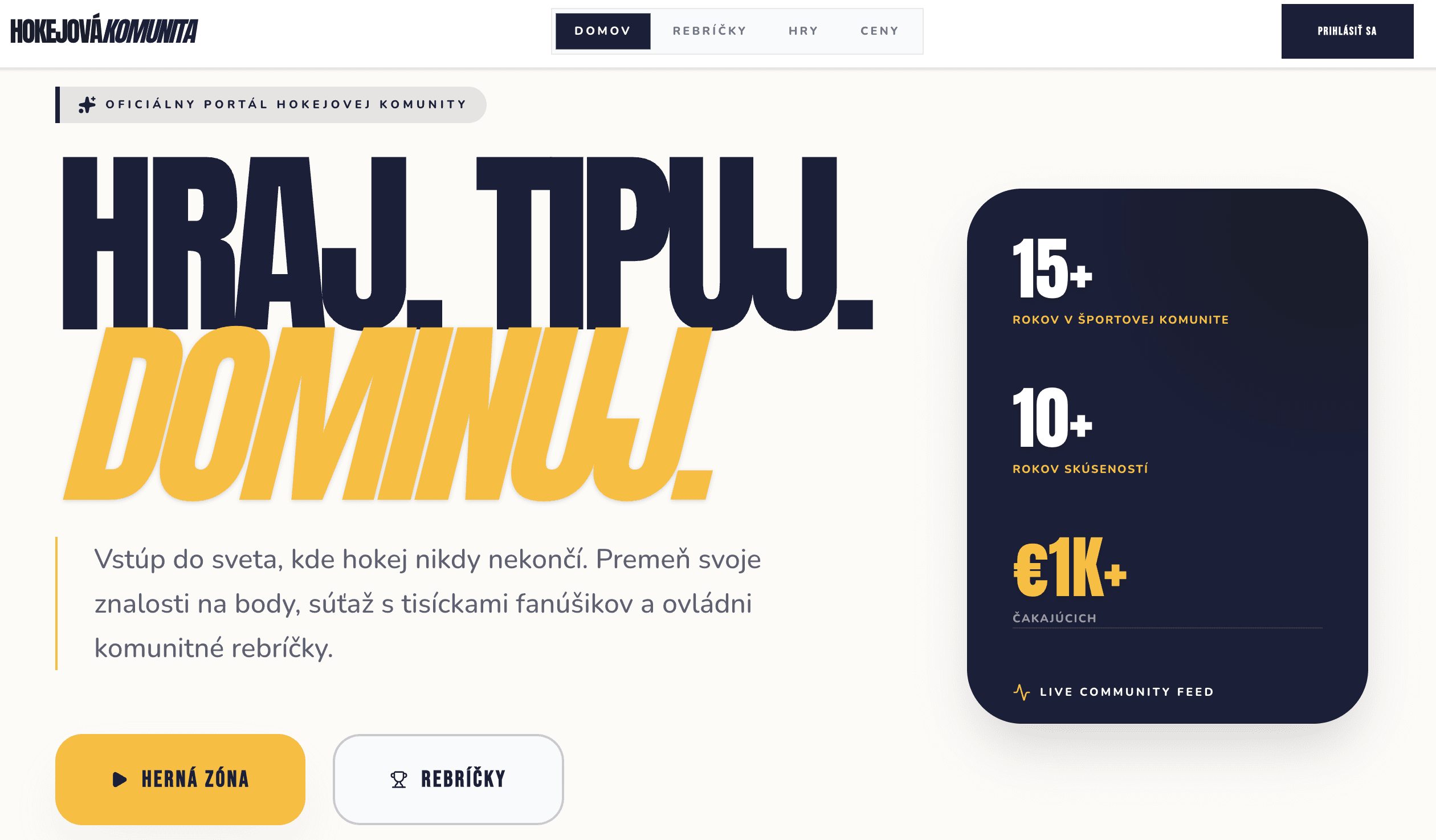 HokejovaKomunita.sk — Gamifikácia